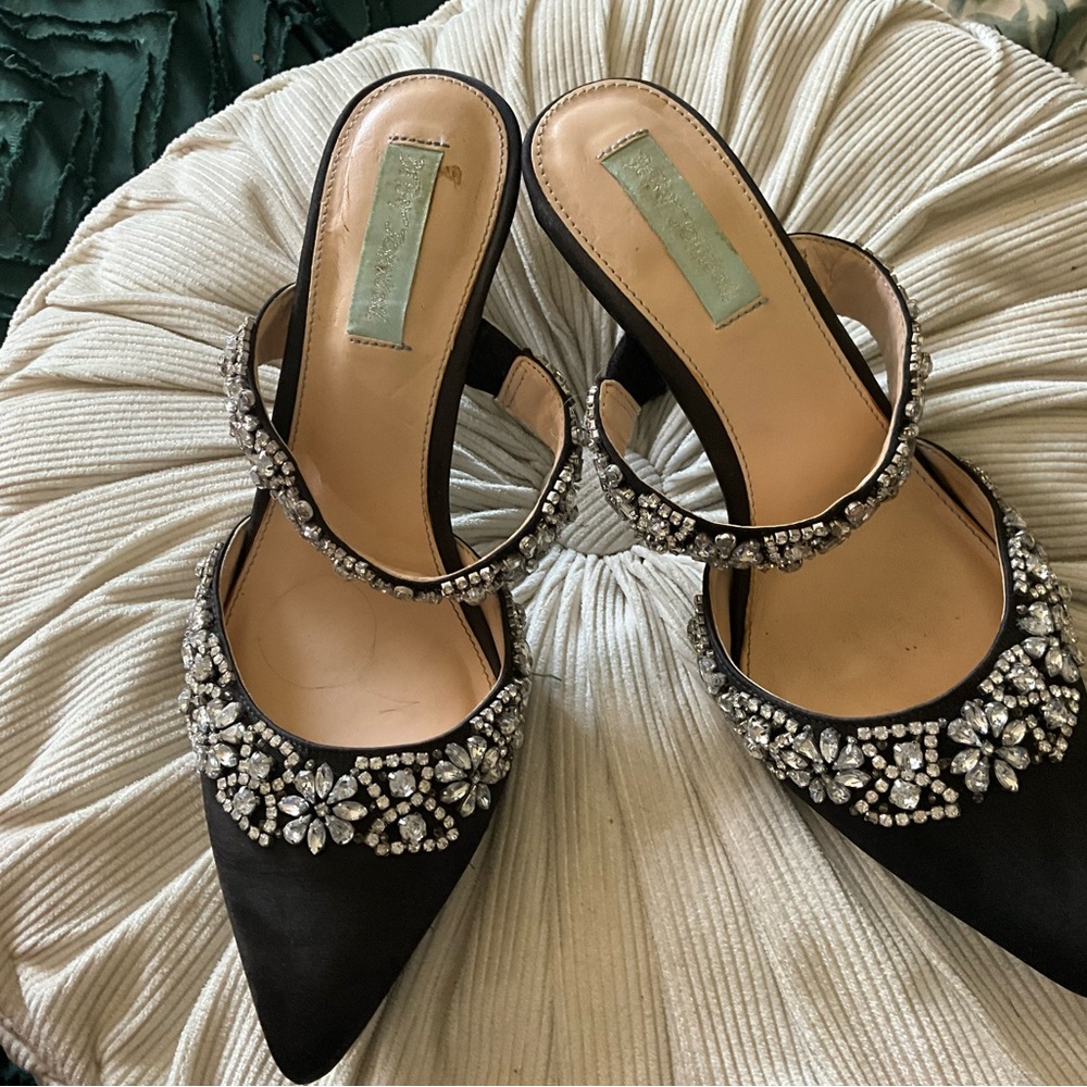Betsy Johnson Rhinestone Dress Slip on Mules